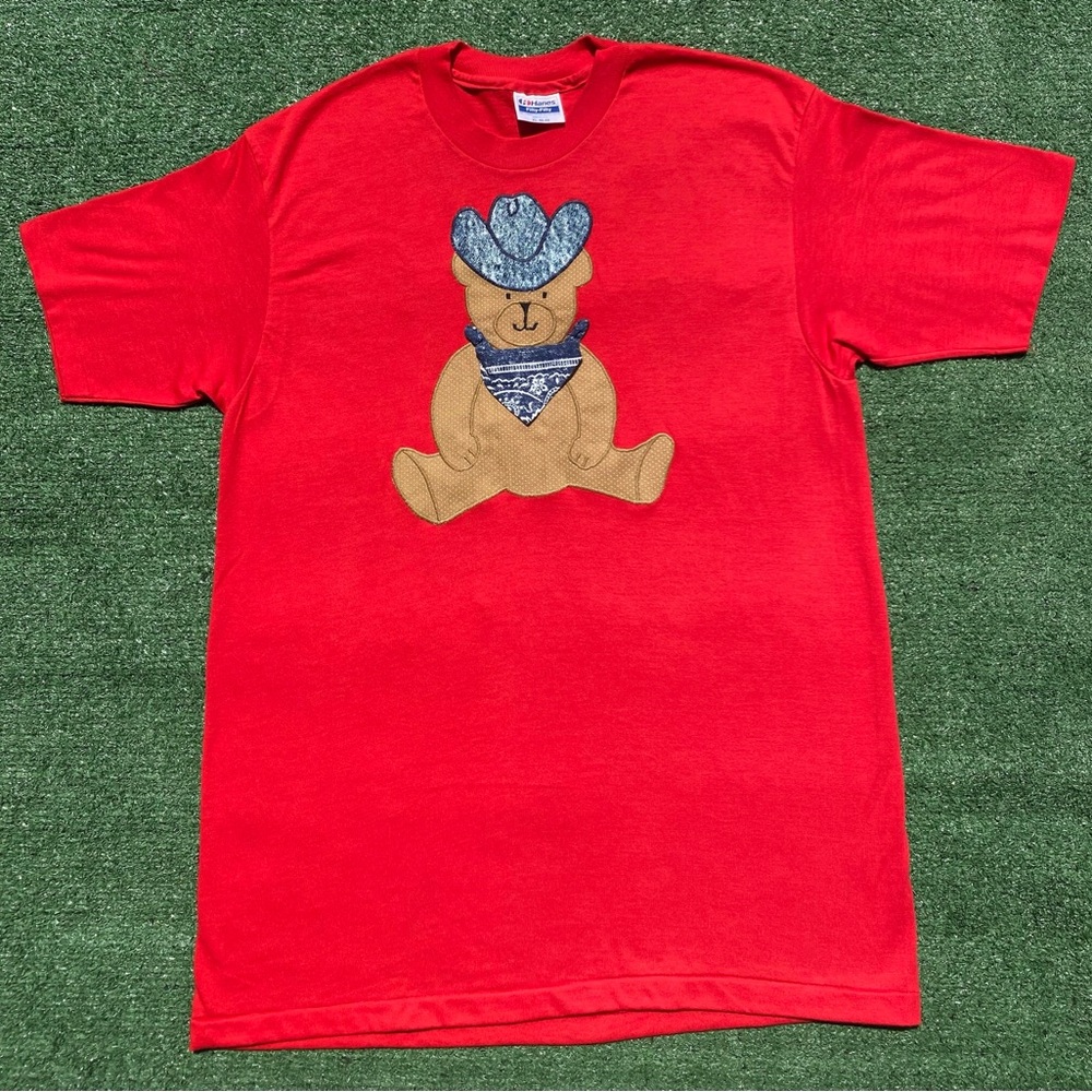 VTG 80’s Teddy Bear Cowboy Western Bandanna Handmade T-Shirt Women’s SZ Large